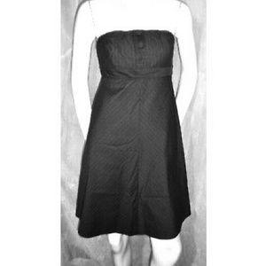 NWT S 4 GAP Gray Pinstripe Cotton Strapless Dress